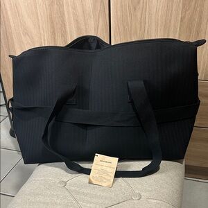 Montblanc Black Duffle Weekender Travel Bag Large Adjustable Strap NWT